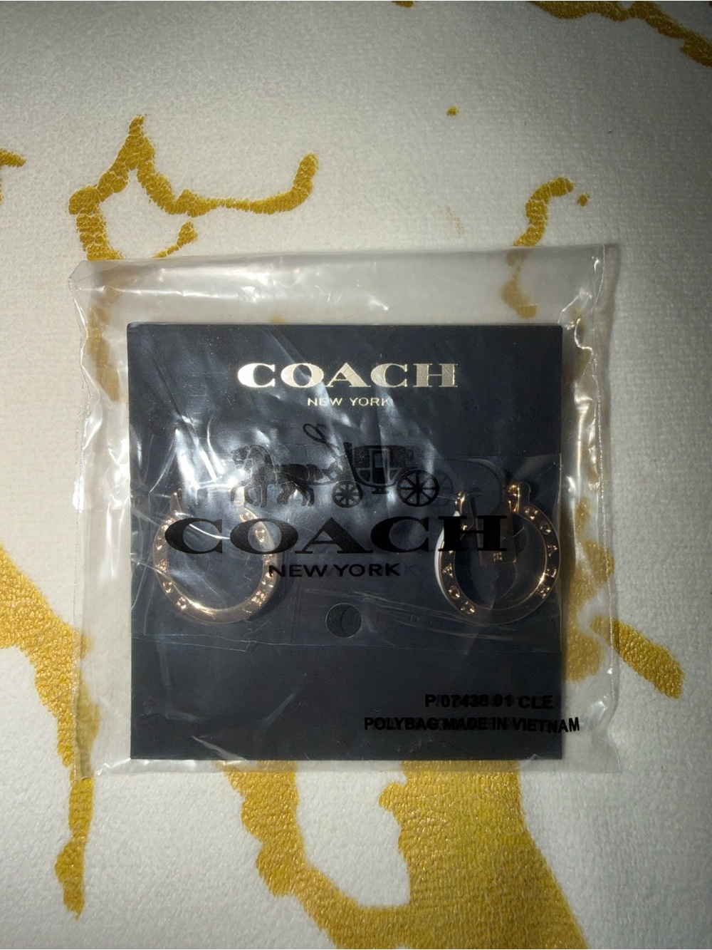 Coach Signature Small Titanium Hoop Earrings - Picture 6 of 6